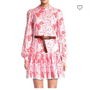 MICHAEL MICHAEL KORS Eyelet Cotton Minidress Floral Red and White